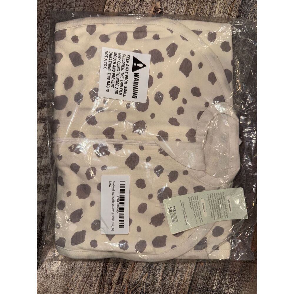 Happiest Baby Sleepea Swaddle Leopard Print Organic Cotton Small 3M NEW